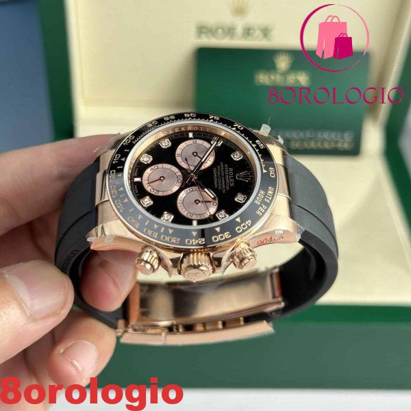 Replica Rolex Daytona 126515LN-0004 Oro Rosa Quadrante Nero Lucente & Sundust Diamanti Oysterflex 142g Super Clone 40mm Orologio - immagine 6