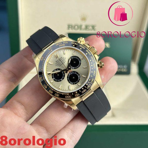 Rolex Daytona 126518 Oro Giallo Quadrante Champagne Oysterflex 142g Super Replica 40mm Orologio - immagine 7