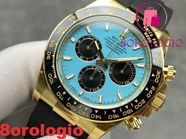 Replica Rolex Daytona 126518LN-0014 Oro Giallo Quadrante Turchese Blu & Nero Oysterflex 1:1 THBF 40mm Orologio - immagine 4