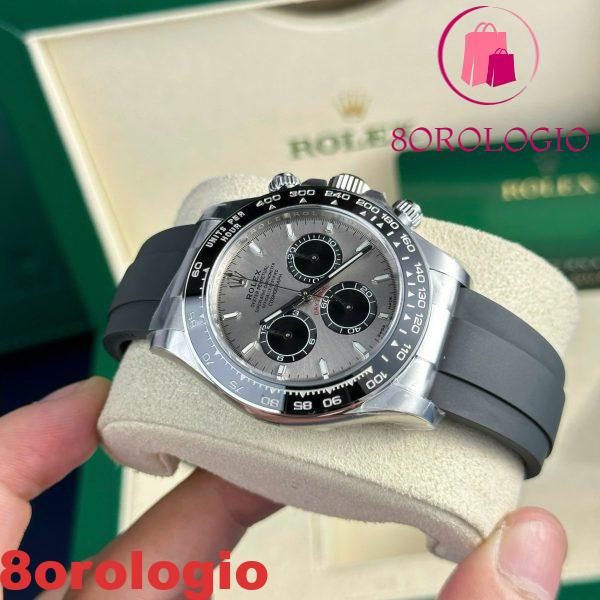 Replica Rolex Daytona 126519-0006 Acciaio & Quadrante Nero Lucido Cinturino in Gomma Oysterflex Clean Factory 40mm Orologio - immagine 9