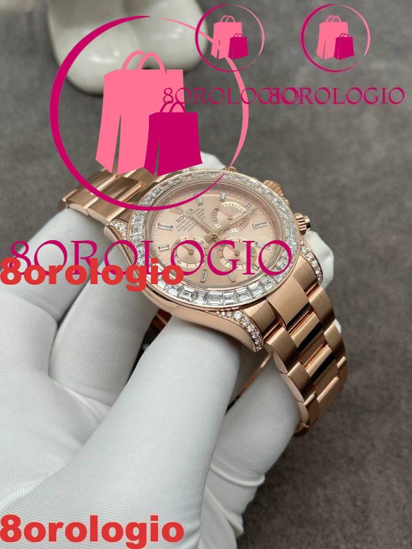 Replica Rolex Daytona 126595TBR-0001 Quadrante Sundust con Diamanti Personalizzato in Oro Rosa Massiccio 18K Diamanti Taglio Baguette 40mm Orologio - immagine 4