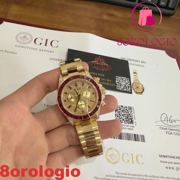 Rolex Daytona 126598TRU Replica Personalizzato 18K Oro Massiccio Rubini Naturali Diamanti Naturali 40mm Orologio - immagine 27
