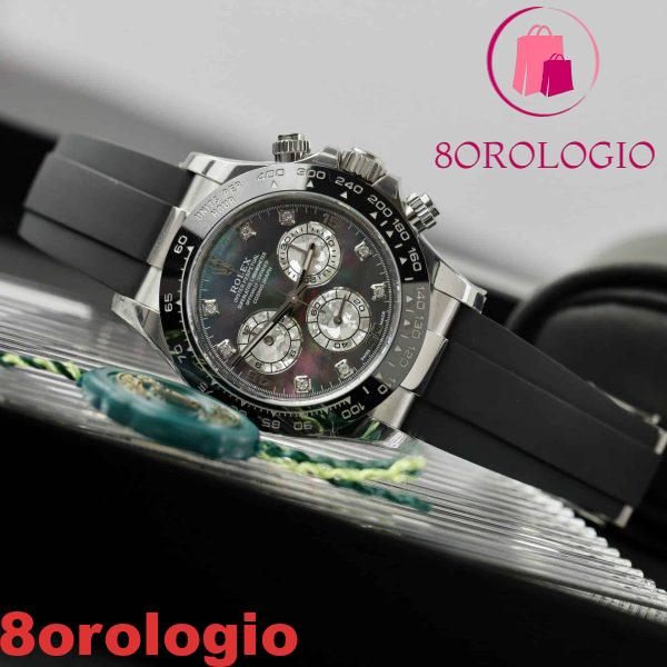 Rolex Daytona MOP Nero Numeri in Moissanite Super Clone 40 mm Replica Orologio - immagine 6