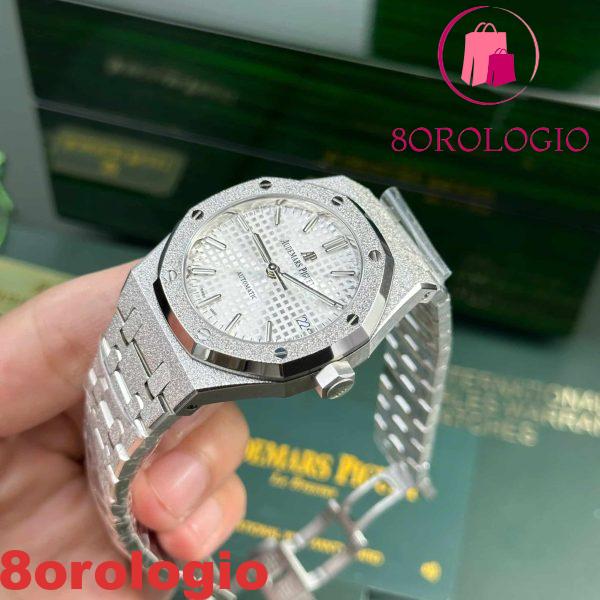 Audemars Piguet Royal Oak 15454BC Frosted White Gold White Dial Migliore Replica APSF 37mm Orologio - immagine 5