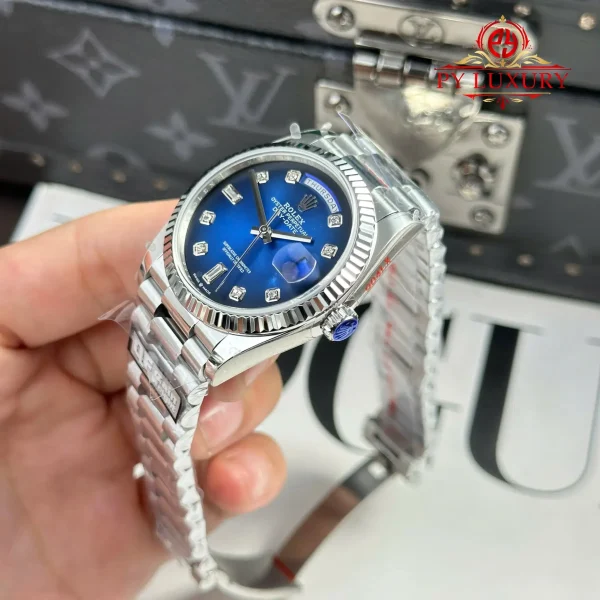 Rolex Day-Date 128239-0023 Quadrante Blu Ombré con Diamanti 158g Miglior Replica QF 36mm Orologio - immagine 9
