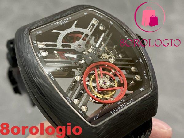 Franck Muller Vanguard Skeleton Tourbillon Black Carbon Fiber Migliore Replica ABF 45mm Orologio - immagine 5