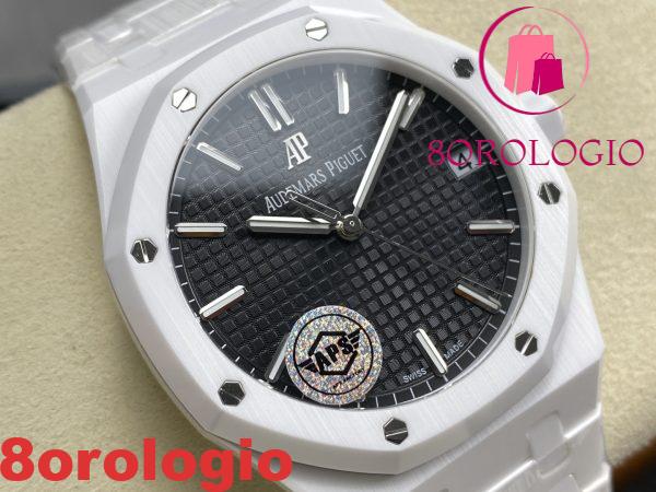 Audemars Piguet Royal Oak 15500 Ceramica Bianca Quadrante Nero Replica 1:1 Super Clone APSF 41mm Orologio - immagine 5
