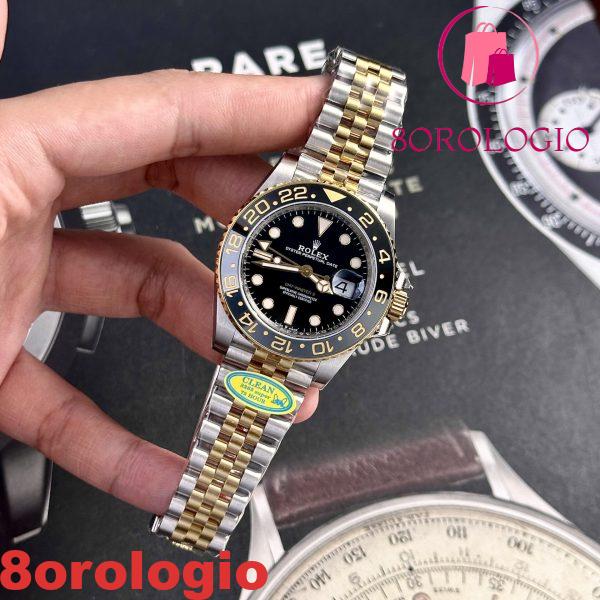 Rolex GMT-Master II 126713GRNR Due Toni Oro Giallo Quadrante Nero Jubilee Migliore Replica CF 40mm Orologio - immagine 2