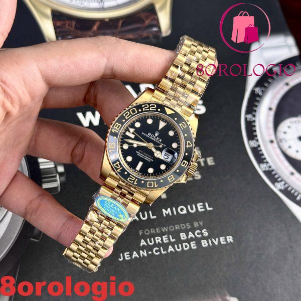 Replica Rolex GMT-Master II 126718GRNR-0001 Oro Giallo Quadrante Nero Jubilee 1:1 Clean Factory 40mm Orologio - immagine 6