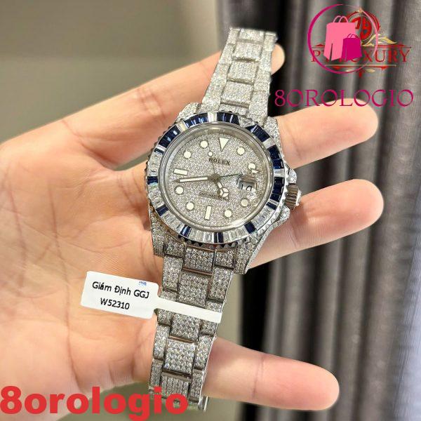 Replica Rolex GMT-Master II Iced Out Moissanite Baguette Zaffiro & Moissanite Lunetta 1:1 Migliore 40mm Orologio - immagine 4