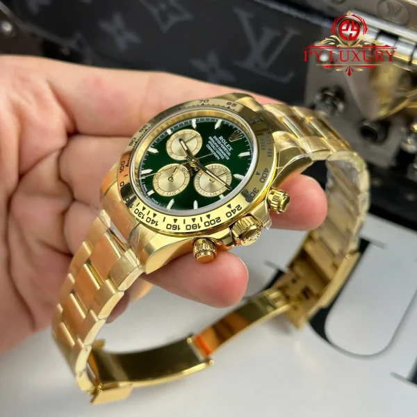 Rolex Daytona 126508 Oro Giallo Quadrante Verde & Oro Replica 1:1 THBF 40mm Orologio - immagine 7