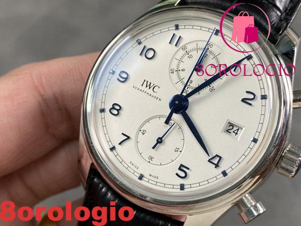 IWC Portugieser Chronograph Classic IW390302 Quadrante Bianco Cinturino in Pelle Replica Migliore APSF 42mm Orologio - immagine 4