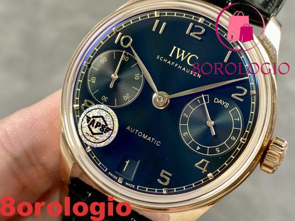IWC Portugieser IW500713 Oro Rosa Quadrante Blu Cinturino in Pelle Migliore Replica APSF 42mm Orologio - immagine 4