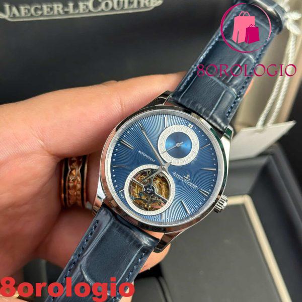 Jaeger-LeCoultre Master Ultra Thin Tourbillon Quadrante Blu Pelle Migliore Replica APSF 40mm Orologio - immagine 6