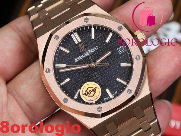 Audemars Piguet Royal Oak 15500OR Oro Rosa Quadrante Nero Replica Super Clone APSF 41mm Orologio - immagine 6