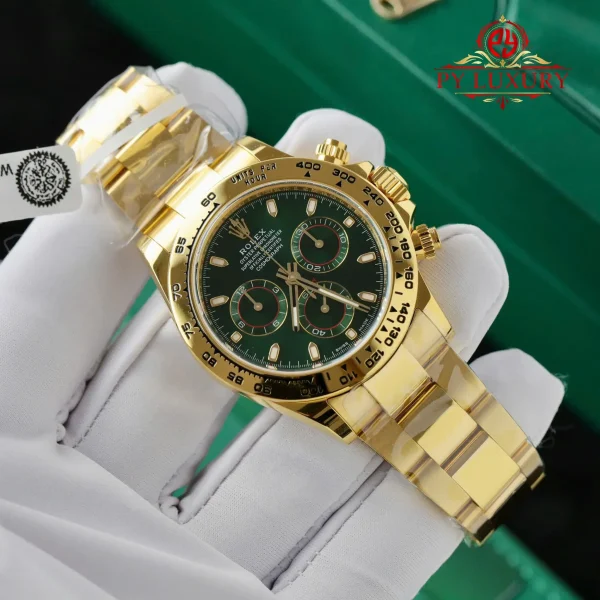 Replica Rolex Daytona John Mayer Quadrante Verde Oro Giallo 18K 1:1 40mm Orologio - immagine 6