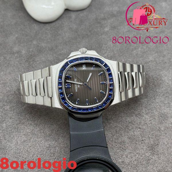 Replica Patek Philippe Nautilus 5711/111P-001 Zaffiro Blu Personalizzato 1:1 Platino Reale 40mm Orologio - immagine 4