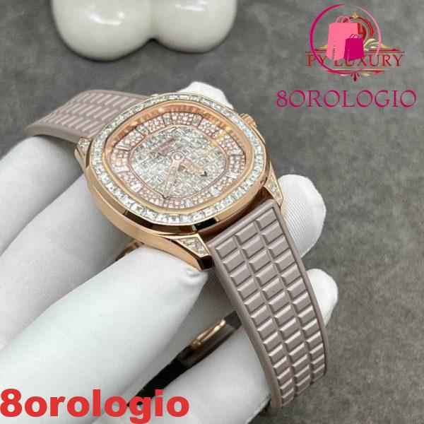 Patek Philippe Aquanaut 5062/450R-001 Replica in oro massiccio 18K con diamanti 38.8mm su misura Orologio - immagine 4
