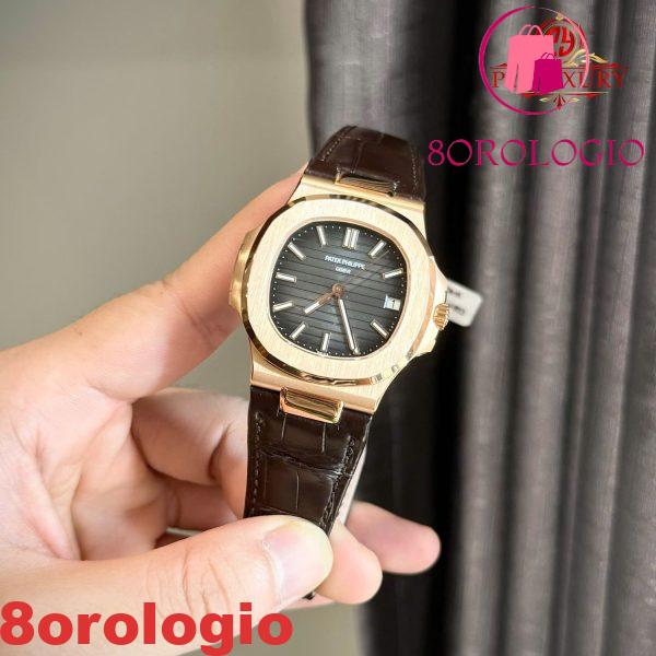 Patek Philippe Nautilus 5711R-001 Quadrante Grigio Cinturino in Pelle Placcato Oro 18K Replica 1:1 40mm Orologio - immagine 4