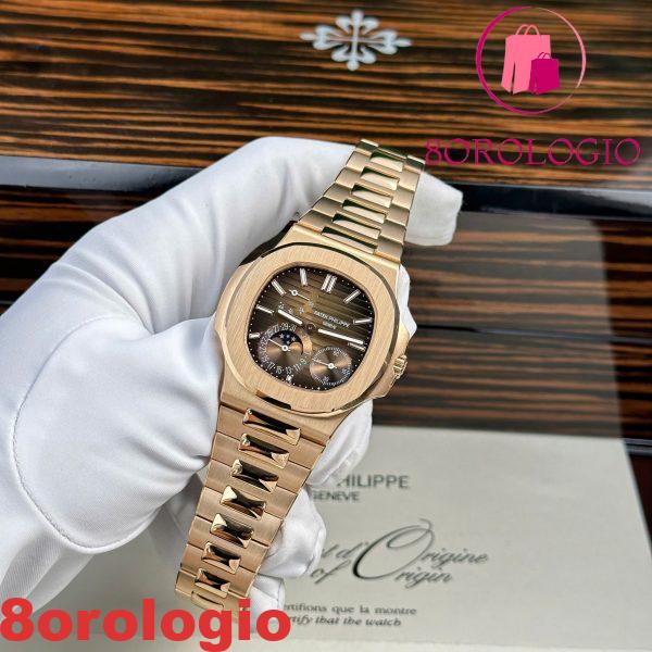 Patek Philippe Nautilus 5712/1R-001 Quadrante Marrone Oro Massiccio 18K replica CNC su Misura 40mm Orologio - immagine 4