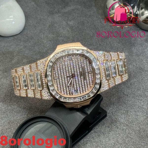 Replica Patek Philippe Nautilus 5719/10R-010 1:1 in Oro Rosa Massiccio 18K con Diamanti 40mm Orologio - immagine 4