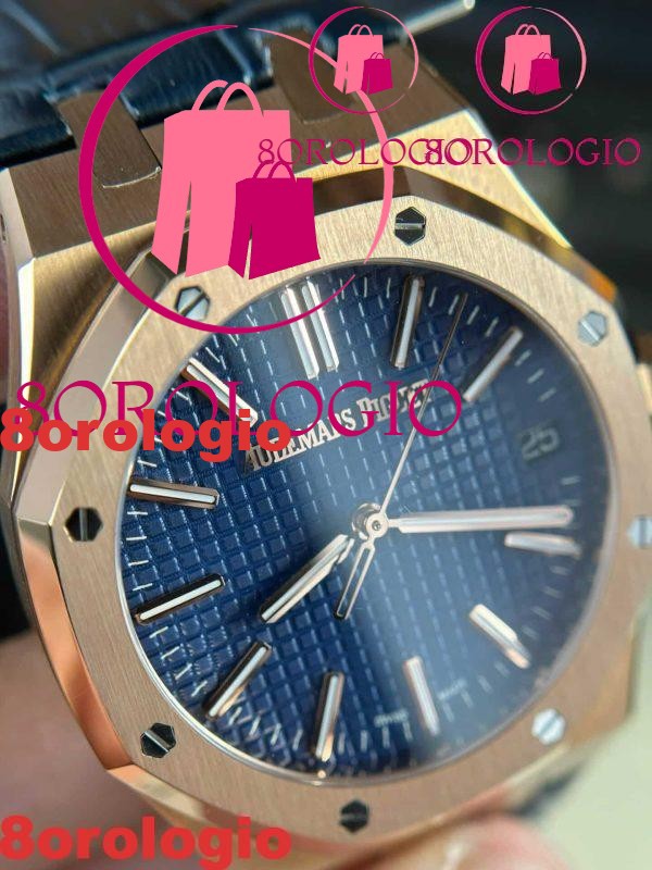 Audemars Piguet Royal Oak 15510OR 50th Anniversary Quadrante Blu Pelle Migliore Replica APSF 41mm Orologio - immagine 5