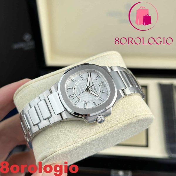 Patek Philippe Nautilus 7010 Quadrante Argento Donna Svizzero al Quarzo Migliore Replica 32mm Orologio - immagine 6