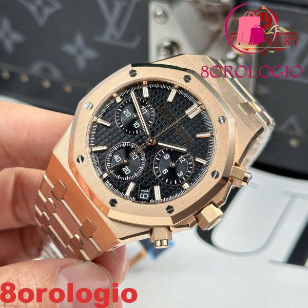 Audemars Piguet Royal Oak 26240OR Chronograph Oro Rosa Quadrante Nero 1:1 Migliore Replica APSF 41mm Orologio - immagine 8
