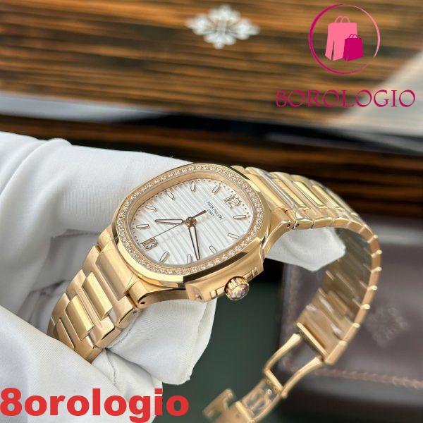 Patek Philippe Nautilus 7118/1200R-001 Oro Rosa Quadrante Bianco Ghiera con Diamanti Miglior Replica 3KF 35.2mm Orologio - immagine 4