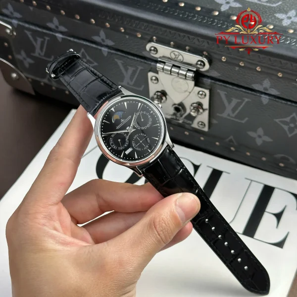 Jaeger LeCoultre Master Ultra Thin Calendario Perpetuo Quadrante Nero Cinturino in Pelle Miglior Replica VR Factory 39mm Orologio - immagine 4
