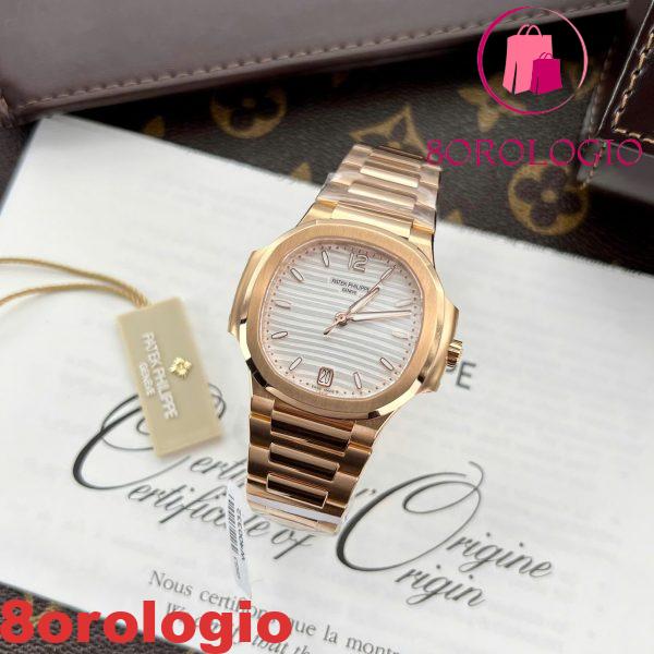 Replica migliore Patek Philippe Nautilus 7118/1R-001 quadrante bianco oro rosa 18K 35,2mm Orologio - immagine 4