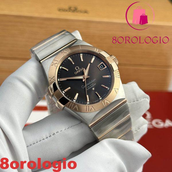 Omega Constellation Co-Axial Due Tono Oro Rosa Quadrante Marrone Replica Migliore 38mm Orologio - immagine 5