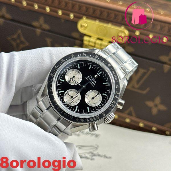 Omega Moonwatch Speedmaster Speedy Tuesday Acciaio Edizione Limitata Quadrante Nero e Bianco Replica 42mm Orologio - immagine 8