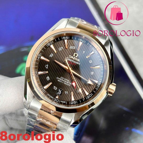 Omega Seamaster Aqua Terra GMT Due Toni Oro Rosa Quadrante Marrone Miglior Replica VSF 43mm Orologio - immagine 4