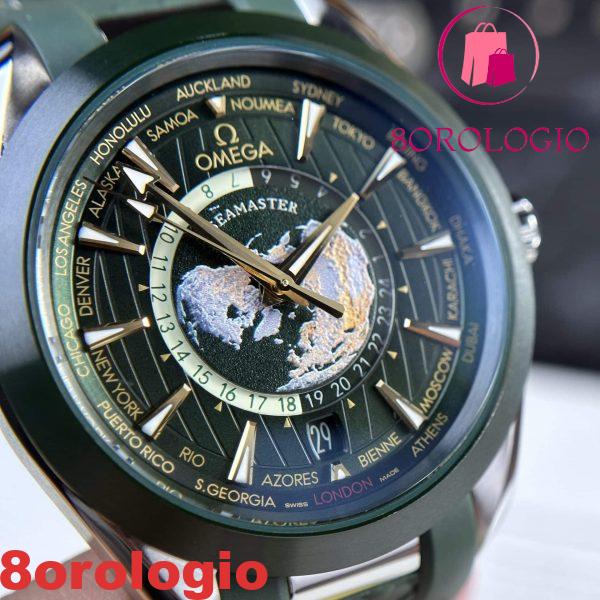 Omega Seamaster Aqua Terra GMT Worldtimer Quadrante Verde Replica Migliore VSF 43mm Orologio - immagine 5