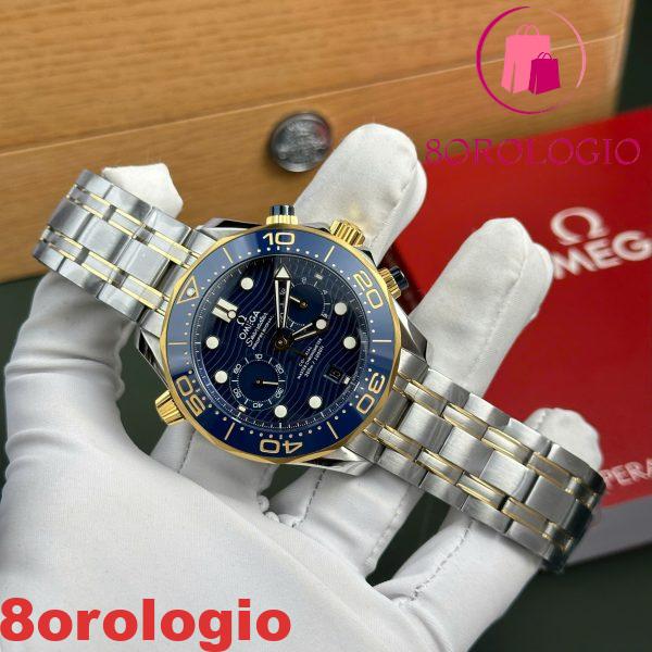Omega Seamaster Diver 300M Chronograph Due Tono Quadrante Blu Miglior Replica N1 Factory 44mm Orologio - immagine 5