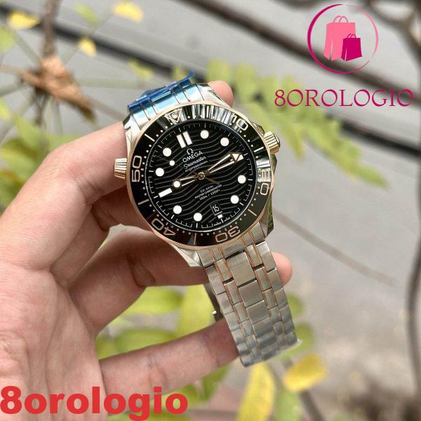Omega Seamaster Diver 300M Bicolore Oro Rosa Quadrante Nero Miglior Replica 42mm Orologio - immagine 5