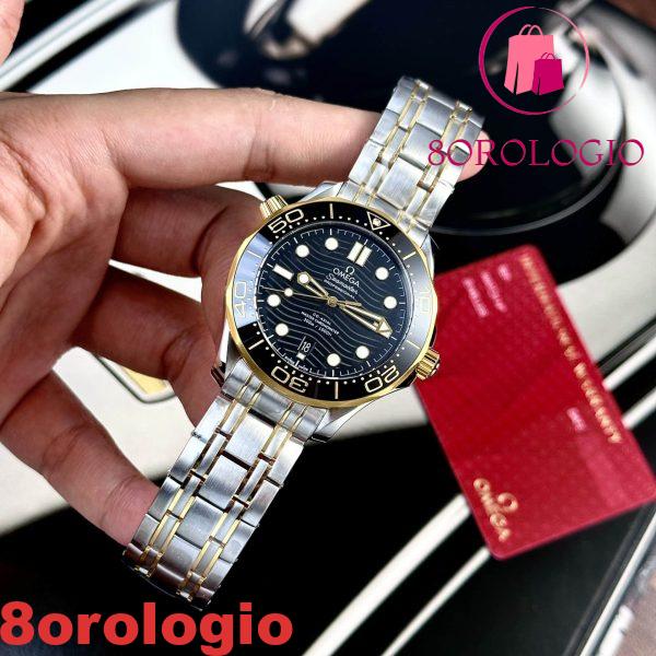 Omega Seamaster Diver 300M Two Tone Yellow Gold Black Dial Replica Super Clone 42mm Orologio - immagine 6