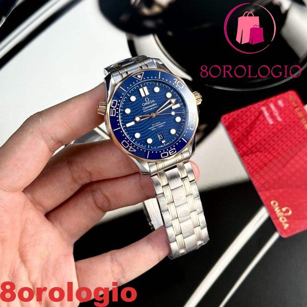 Omega Seamaster Diver 300M Bicolore Oro Giallo Quadrante Blu Replica Migliore 42mm Orologio - immagine 6