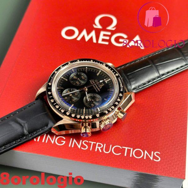 Omega Speedmaster Moonwatch Professional Cronografo Oro Rosa Quadrante Nero Replica Svizzera 42mm Orologio - immagine 5
