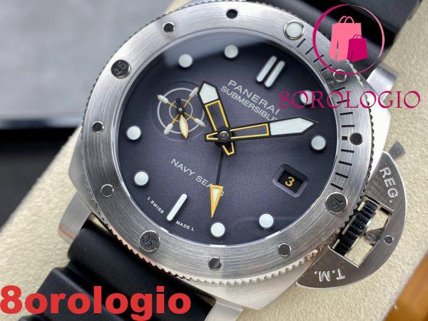 Panerai Submersible GMT Navy Seals PAM 1323 Quadrante Grigio Cinturino in Gomma Miglior Replica VSF 44mm Orologio - immagine 4