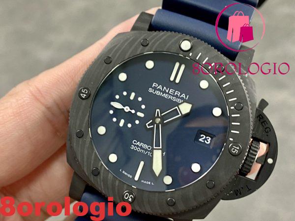 Panerai Submersible Quarantaquattro Carbotech Blu Abisso PAM1232 Quadrante Blu Cinturino in Gomma Replica VSF 44mm Migliore Orologio - immagine 4
