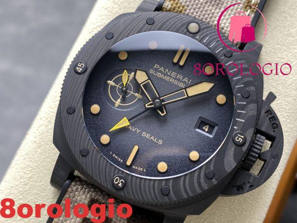 Panerai Submersible QuarantaQuattro GMT Navy SEALs Carbotech PAM1513 Quadrante Nero 1:1 Migliore Replica VSF 44mm Orologio - immagine 5