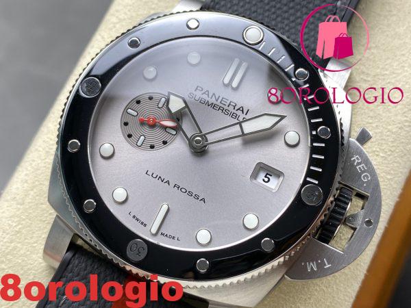 Panerai Submersible QuarantaQuattro Luna Rossa PAM01681 Quadrante Argento Replica Migliore VSF 44mm Orologio - immagine 4