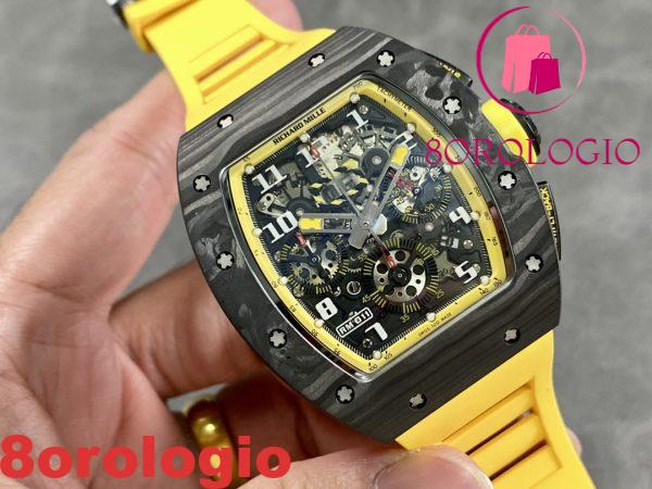 Richard Mille RM011 Cronografo Carbonio Tempesta Gialla Migliore Replica KVF 49.94×44.5mm Orologio - immagine 5