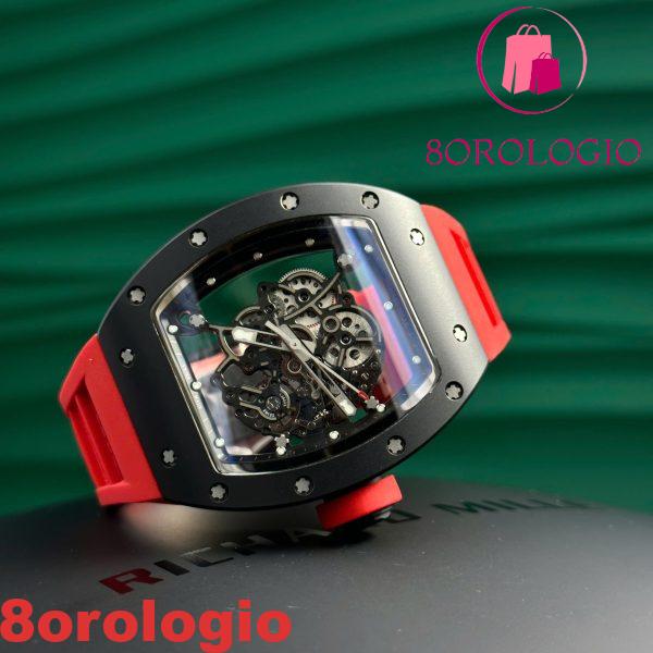 Replica Richard Mille RM055 Bubba Watson Ceramica Nera Cinturino in Gomma Rossa BBR V3 42.7mm Orologio - immagine 5