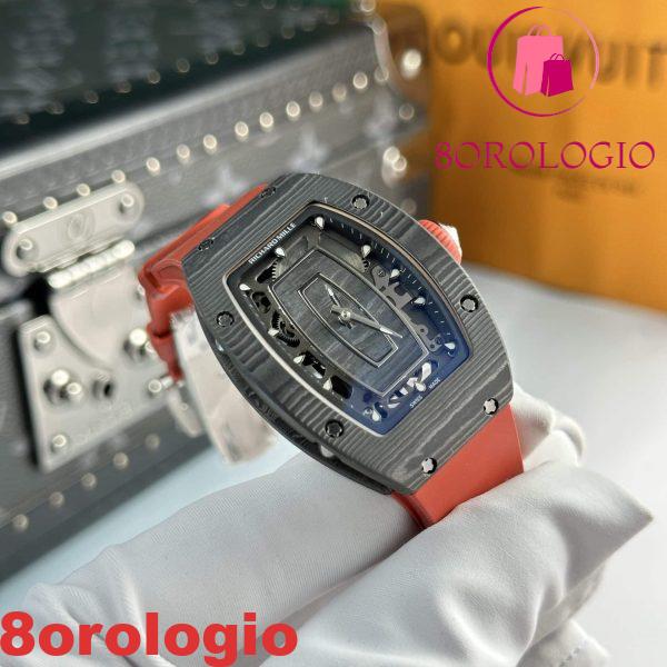 Replica di Alta Qualità Richard Mille RM07-01 Carbonio Nero Cinturino Rosso 45.32 x 32.3mm Orologio - immagine 4