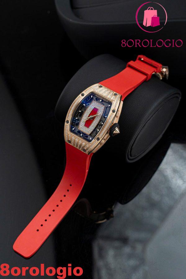 Richard Mille RM07-01 Lady Oro Rosa Diamanti Quadrante in Diaspro Cinturino in Gomma Replica ZF 45.32 X 32.3mm Orologio - immagine 6