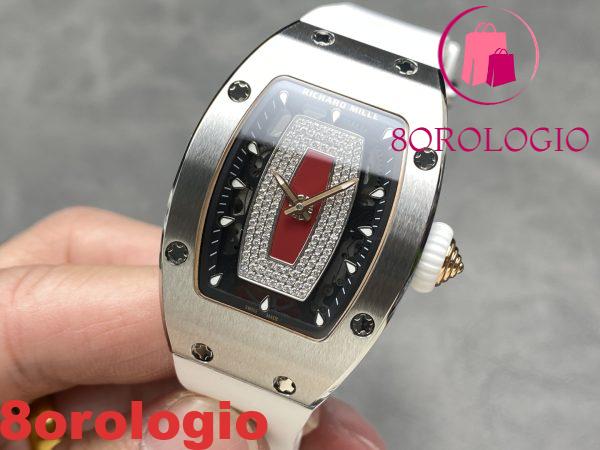 Richard Mille RM07-01 Oro Bianco Labbra Rosse Cinturino in Gomma Bianca Replica 1:1 BBAF 45.32 X 32.3mm Orologio - immagine 4