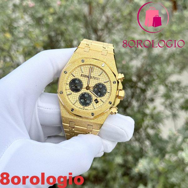 Replica Audemars Piguet Royal Oak Frosted Yellow Gold Chronograph 26240BA Quadrante Giallo 41mm Orologio - immagine 4